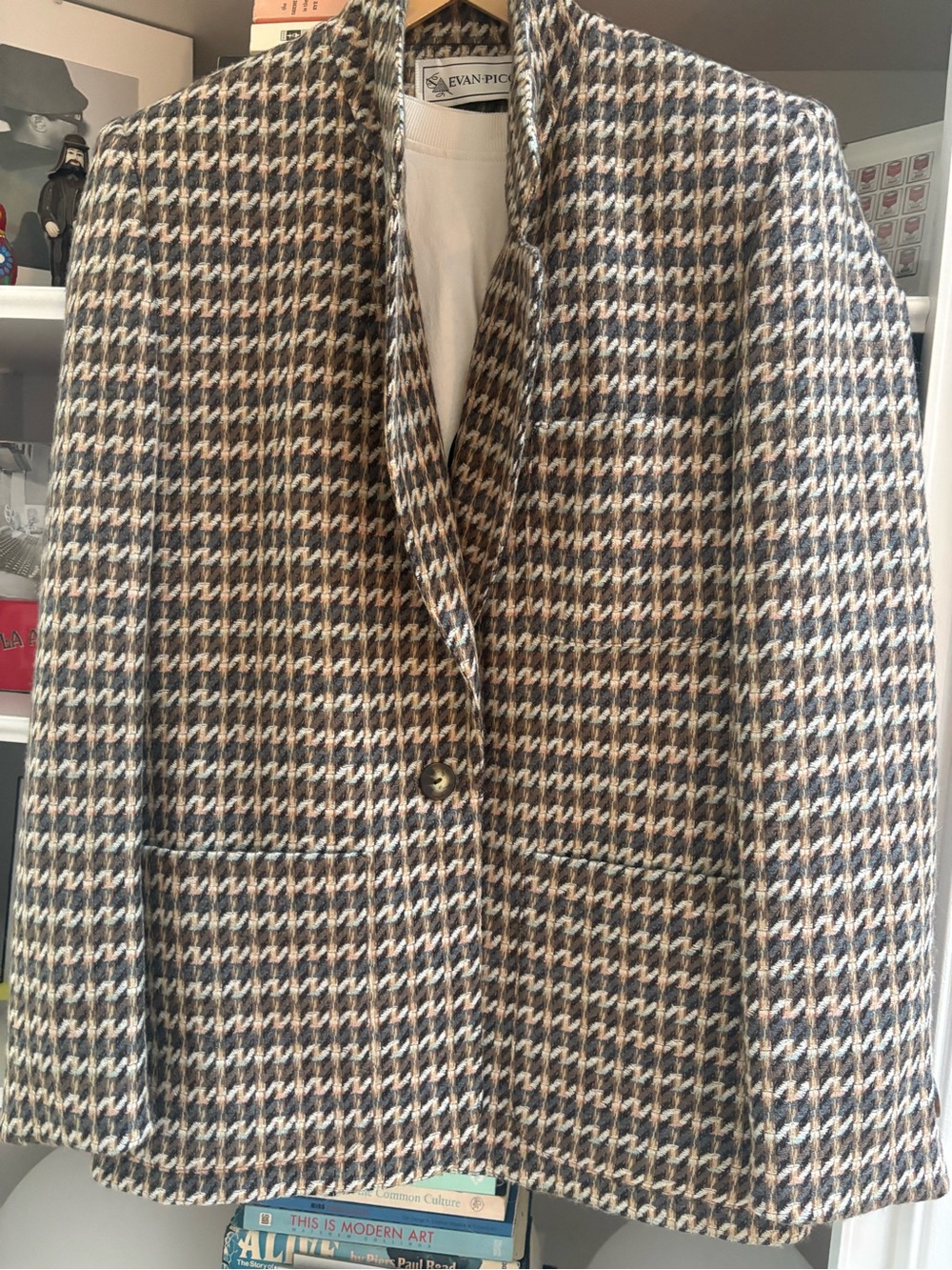 Evan Picone Brown & Cream Houndstooth Sport Coat